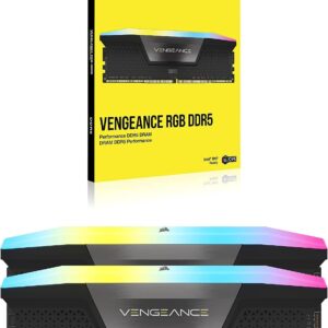 CORSAIR VENGEANCE RGB DDR5 RAM 32GB (2x16GB) 6400MHz CL36 (PC5 51200) 288-Pin Intel XMP iCUE Compatible Computer Memory – BLACK (CMH32GX5M2B6400C36)