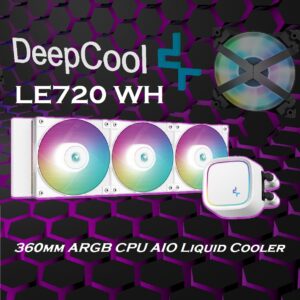 Deepcool LE720 WH 360mm ARGB CPU Liquid Cooler  All in One| Support : Intel LGA1700/1200/1151/1150/1155 & AMD AM5/AM4 – WHITE LE720-WHAMMN-G-1