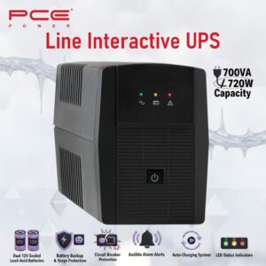 PCE V8 1700VA 720W Line Interactive UPS : Battery Backup & Surge Protection,  Dual 12V Sealed Lead-Acid Batteries,  LED Indicators, Auto Restart , Surge Protection 