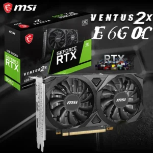 MSI GeForce RTX 3050 Ventus 2X E 6G OC With 6GB GDDR6, Dual Fans, 2304 Units CUDA , 1492MHz Boost, HDMI 2.1, DisplayPort, Ray Tracing, MSI Center & Afterburner, 96-Bit, PCIe 4.0 | BLACK | 1 YEAR WARRANTY