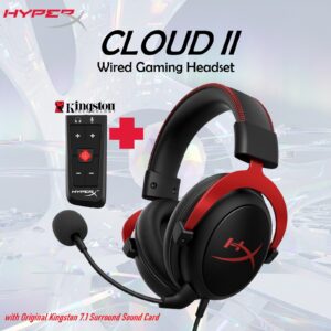 HyperX Cloud II – Gaming Headset with Original Kingston 7.1 Surround Sound, Memory Foam Ear Pads, Durable Aluminum Frame, Detachable Microphone, for PC, PS5, PS4, Xbox Series X|S, Xbox One | OPEN BOX