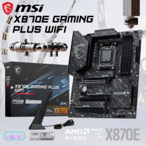 MSI X870E GAMING PLUS WIFI AMD AM5 Motherboard With 4x DDR5 Memory Channels, 8200+ MT/s ,PCIe 5.0, USB4, Wi-Fi 7, 5G LAN, 14+2+1 Power Design, AMD Ryzen 9000/ 8000/ 7000 Series 