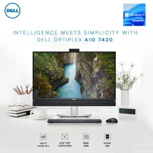 DELL OptiPlex 7420 All-in-One Plus Intel® Core i7 14700 vPro® | 16 GB DDR5 RAM ; 512 SSD | 24 inch FHD IPS Display | Windows 11 Enterprise | with Dell Wired Keyboard and Mouse | Hight Adjustable , Tilt Pivot Stand | GREY & SILVER  OPEN BOX