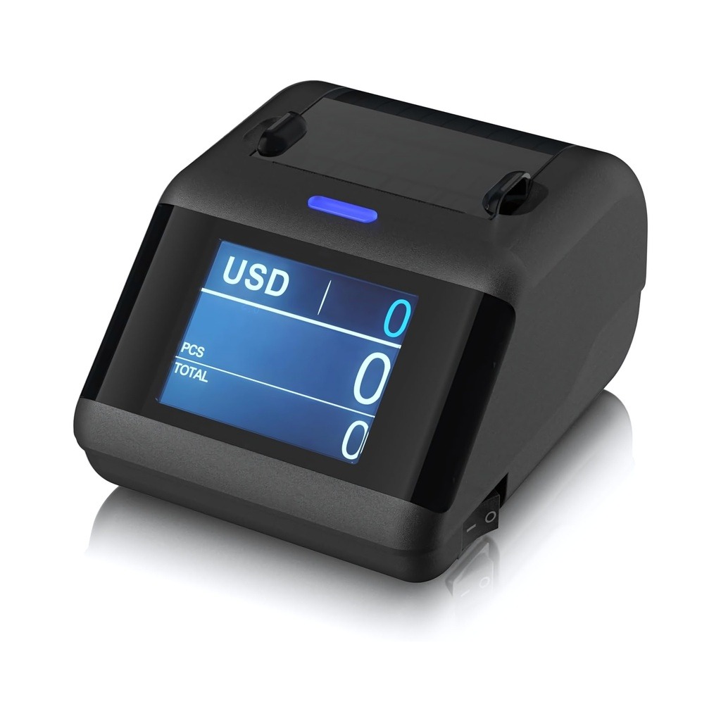 Bill Counter External Display & Receipt Printer, RJ11 Plug and Play, TFT Screen, DC 5V 2A, Compact Design for Money Counting Machines
