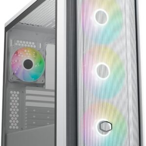 Cooler Master MasterBox 600 White ATX Mid Tower PC Case With Back-Connected Motherboard Support, 420mm Radiator Compatibility, Tempered Glass, And ARGB Fans