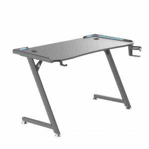 Gaming Computer Desk (120x60x73) MDF Top , Z Shaped Metal Legs , RGB Lit , Headset & Cup Holders | Black