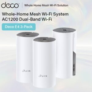TP-Link Deco E4 AC1200 Dual-Band Whole Home Mesh Wi-Fi System With Up To 1167 Mbps, 4000 Sq Ft Coverage, MU-MIMO, Parental Controls, Router And Access Point Modes | 3 PACK