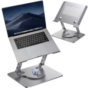 Rotatable Adjustable Laptop Stand With 360° Rotating Base For 12 to 16 inch Laptops | Flat Foldable | Hight Adjustable | Metal Material | Silver