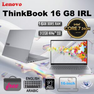 Lenovo ThinkBook 16 G8 IRL : Intel® Core 7 240H | 16GB DDR5 RAM; 512GB NVMe SSD | Intel® Graphics | 16-inch WUXGA IPS Display | Backlit English/Arabic Keyboard | Lenovo® Laptop Bag | DOS | Arctic Grey