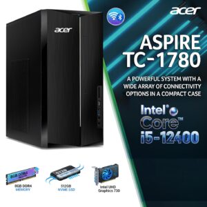 Acer Aspire TC-1760 Desktop :  Intel® Core i5-12400 | 8GB DDR4 RAM , 512GB NVMe SSD | Intel UHD Graphics 730, WiFi, Bluetooth, Dual HDMI, DVD Writer | USED