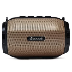 KISONLI LED-904 Wireless Bluetooth Mini Portable Speaker 5W Output, 1200mAh Battery, LED Lighting, FM Radio, USB/TF/AUX, TWS 1+1, Gold