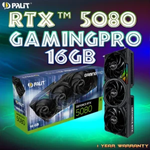 Palit GeForce RTX 5080 GamingPro 16GB GDDR7 With DLSS 4, ARGB Sync, TurboFan 4.0, Composite Heat Pipe, PCIe 5.0, 2617 MHz Boost & Dual BIOS Performance Modes | 1 YEAR WARRANTY