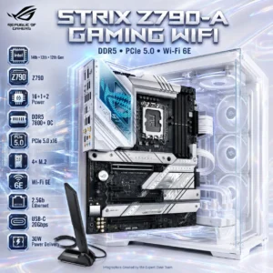ASUS ROG Strix Z790-A Gaming WiFi ATX Motherboard, LGA1700, DDR5-7800+ OC, PCIe 5.0, 4× M.2, Wi-Fi 6E, 2.5Gb LAN, USB-C 20Gbps, for 14th – 13th – 12th Gen | OPEN BOX