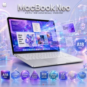 Apple MacBook Neo 13-inch Laptop with A18 Pro chip 6-Core CPU/5-Core GPU, 8GB Unified Memory, 512GB SSD: Built for AI and Apple Intelligence, Liquid Retina Display, 1080p FaceTime HD Camera, Touch ID | SILVER ~ MHFC4LL/A